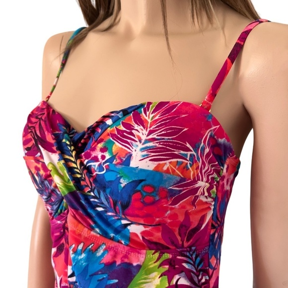 George One Piece Swimsuit Embedded Padded Bra Ruching Cross Over Cups Tiki - Picture 9 of 15